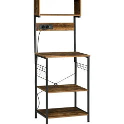 Mueble auxiliar Fyha Homcom con 2 enchufes + 2 cargadores USB marrón 153x60x42 cm