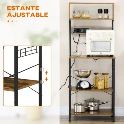 Mueble auxiliar Fyha Homcom con 2 enchufes + 2 cargadores USB marrón 153x60x42 cm