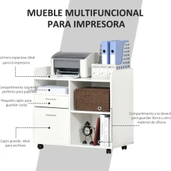 Mueble auxiliar Kitta Vinsetto 3 compartimentos + 2 cajones blanco 72x80x40 cm