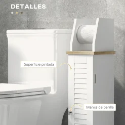 Mueble auxiliar Kleankin portarrollos con armario blanco 80x18x20 cm