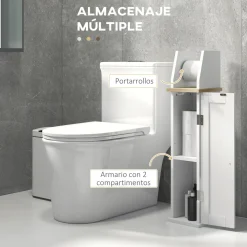 Mueble auxiliar Kleankin portarrollos con armario blanco 80x18x20 cm