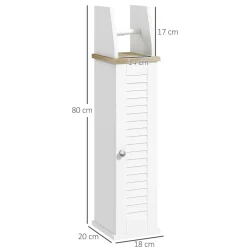 Mueble auxiliar Kleankin portarrollos con armario blanco 80x18x20 cm