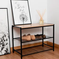 Mueble auxiliar MOA Vinthera 3 estantes negro/madera 44,5x60x30 cm