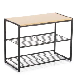 Mueble auxiliar MOA Vinthera 3 estantes negro/madera 44,5x60x30 cm