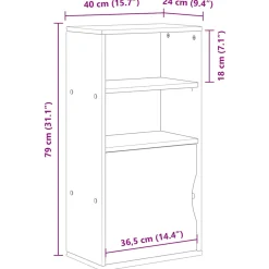 Mueble auxiliar Odda 1 puerta + 2 estantes abiertos 79x40x24 cm
