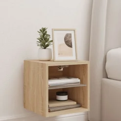 Mueble auxiliar Sifly 2 estantes luz LED 30x30x28,5 cm