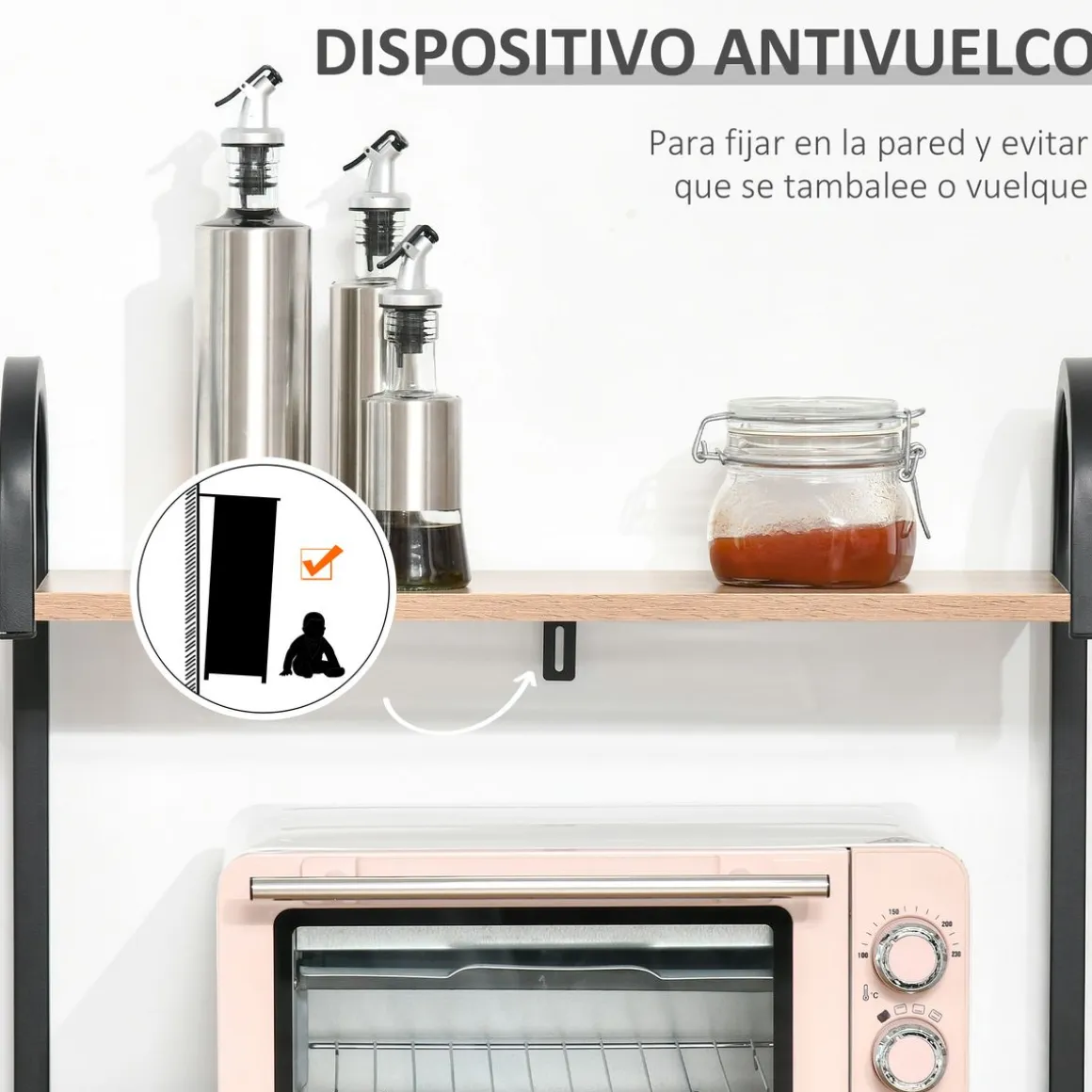 Mueble auxiliar Tent Homcom 4 niveles + ganchos natural 125x60x40 cm