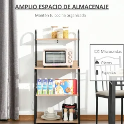 Mueble auxiliar Tent Homcom 4 niveles + ganchos natural 125x60x40 cm