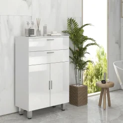 Mueble auxiliar Terra Kleankin con 2 cajones + armario blanco brillo 93x60x30 cm