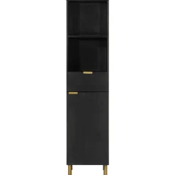 Mueble auxiliar Tulipán 2 compartimentos + 1 cajón + 1 armario negro 160x38x33 cm
