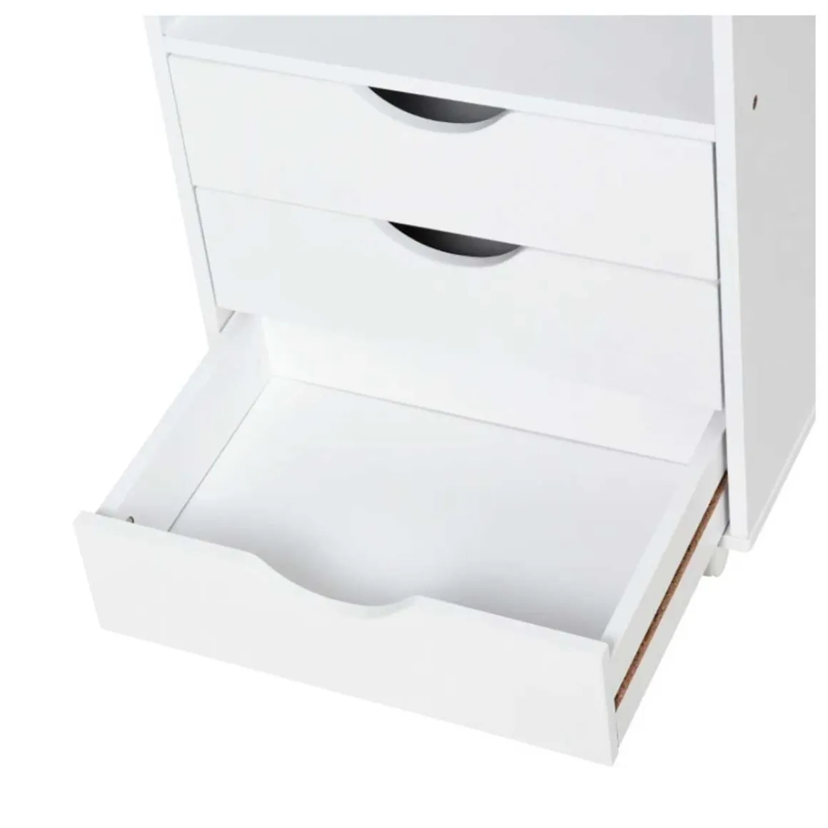 Mueble auxiliar Vinsetto 3 cajones + 4 estantes + ruedas blanco 83x40x30 cm