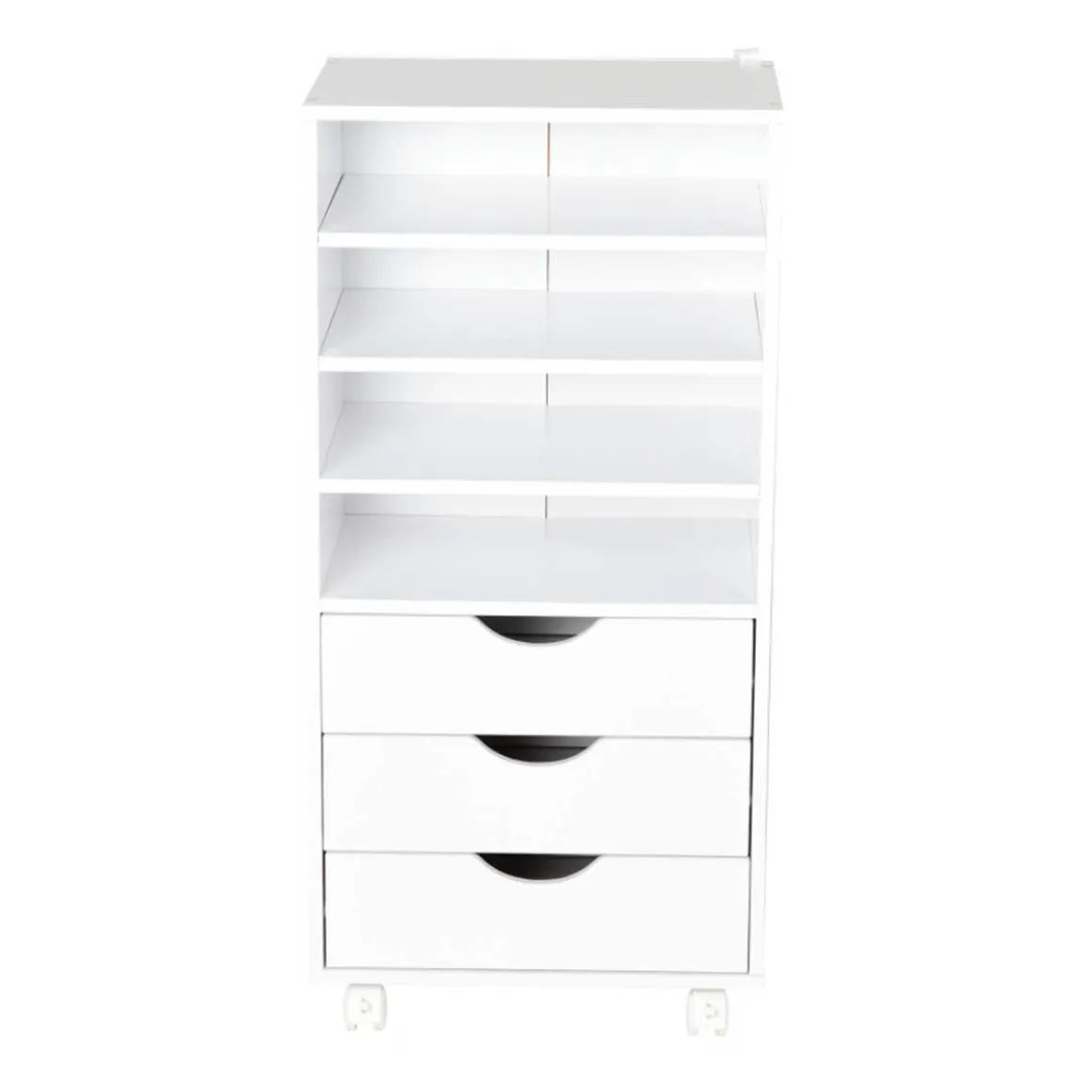 Mueble auxiliar Vinsetto 3 cajones + 4 estantes + ruedas blanco 83x40x30 cm