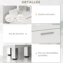 Mueble auxiliar Volco Kleankin 4 cajones blanco brillo 93x30x30 cm