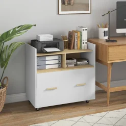 Mueble auxiliar Wick Vinsetto con ruedas roble/blanco 75,5x76x40 cm
