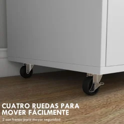 Mueble auxiliar Wick Vinsetto con ruedas roble/blanco 75,5x76x40 cm