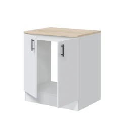 Mueble bajo de cocina Kira para fregadero 2 puertas blanco 90x80x60 cm