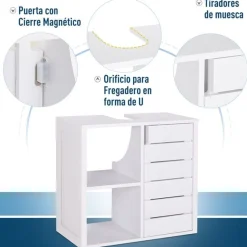 Mueble bajo de lavabo Kleankin suspendido blanco 54x60x30 cm