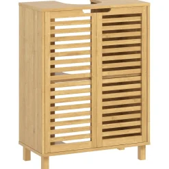 Mueble bajo de lavabo Ritual Homcom 2 puertas natural 80x60x30 cm
