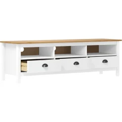 Mueble bajo de TV Hill 3 cajones madera maciza de pino 47x158x40 cm