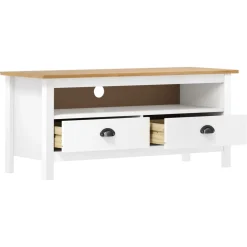 Mueble bajo de TV Hill 2 cajones madera maciza de pino 47x110x40 cm