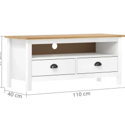 Mueble bajo de TV Hill 2 cajones madera maciza de pino 47x110x40 cm