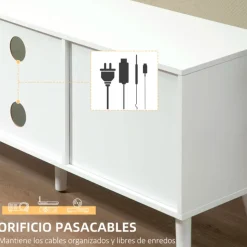 Mueble bajo de TV Homcom 2 estantes + 2 cajones de tela blanco/gris 46,5x110x29 cm