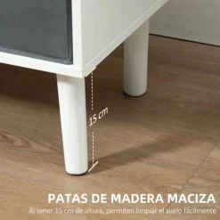 Mueble bajo de TV Homcom 2 estantes + 2 cajones de tela blanco/gris 46,5x110x29 cm