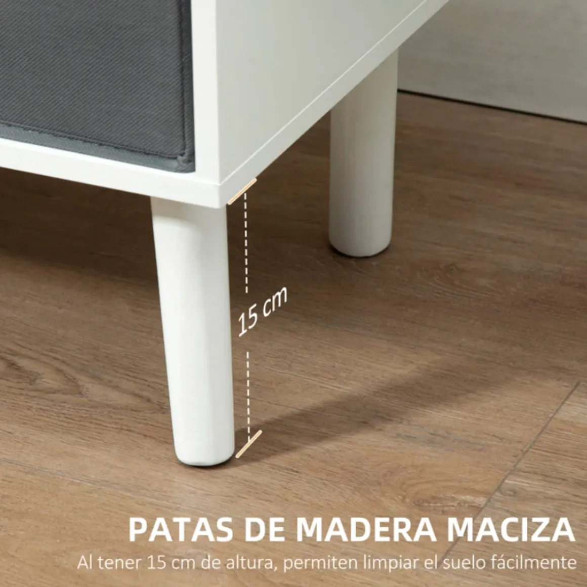 Mueble bajo de TV Homcom 2 estantes + 2 cajones de tela blanco/gris 46,5x110x29 cm