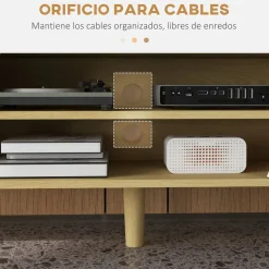 Mueble bajo de TV Jarvis Homcom 2 puertas + 2 estantes natural/blanco 42x150x30 cm