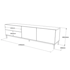 Mueble bajo de TV Luvio 4 puertas abatibles + patas ajustables roble 45x170x35 cm