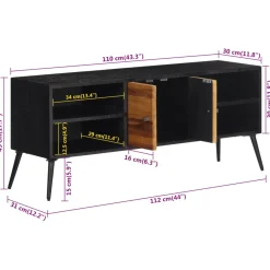 Mueble bajo de TV Márquez 4 módulos + 2 puertas negro/natural