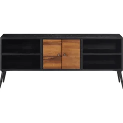 Mueble bajo de TV Márquez 4 módulos + 2 puertas negro/natural