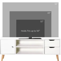 Mueble bajo de TV Sybil Homcom con estantes abiertos blanco 44x120x28 cm