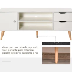 Mueble bajo de TV Sybil Homcom con estantes abiertos blanco 44x120x28 cm