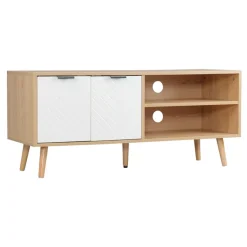 Mueble bajo de TV Venice Homcom 2 módulos + 2 puertas natural/blanco 48,8x110x39 cm