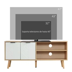 Mueble bajo de TV Venice Homcom 2 módulos + 2 puertas natural/blanco 48,8x110x39 cm