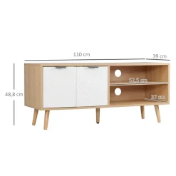 Mueble bajo de TV Venice Homcom 2 módulos + 2 puertas natural/blanco 48,8x110x39 cm