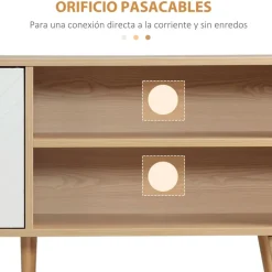 Mueble bajo de TV Venice Homcom 2 módulos + 2 puertas natural/blanco 48,8x110x39 cm