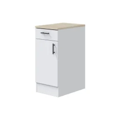 Mueble bajo Kira módulo 1 puerta con cajón blanco/natural 40 cm