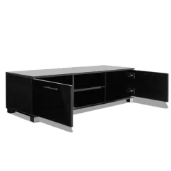 Mueble bajo para TV 2 armarios 2 estantes negro brillo 35x120x40,5 cm