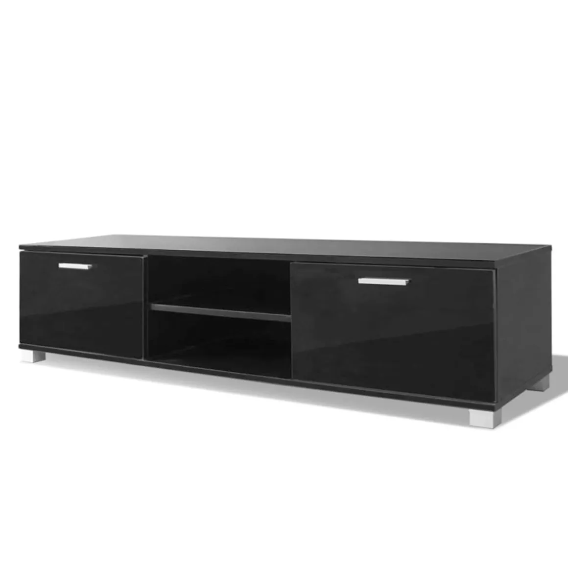 Mueble bajo para TV 2 armarios 2 estantes negro brillo 35x140x40,5 cm
