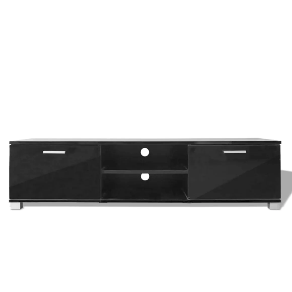 Mueble bajo para TV 2 armarios 2 estantes negro brillo 35x140x40,5 cm