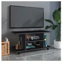 Mueble bajo para TV con estantes y ruedas 40x80x40 cm