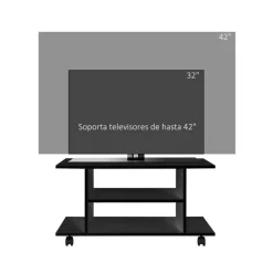 Mueble bajo para TV con estantes y ruedas 40x80x40 cm