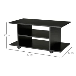 Mueble bajo para TV con estantes y ruedas 40x80x40 cm