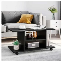 Mueble bajo para TV con estantes y ruedas 40x80x40 cm