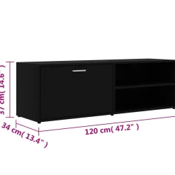 Mueble bajo para TV Nelly 2 estantes + 1 armario madera 37x120x34 cm