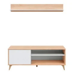 Mueble bajo TV+ estante superior Relax roble canadian/blanco artik