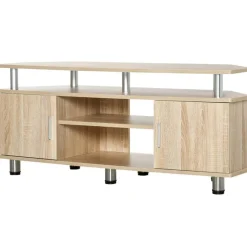 Mueble bajo TV Homcom 2 armarios+2 huecos natural 52x120x39,5 cm