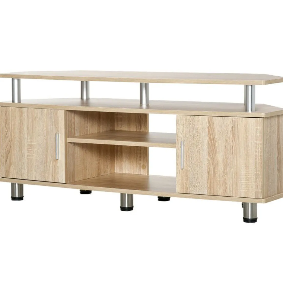 Mueble bajo TV Homcom 2 armarios+2 huecos natural 52x120x39,5 cm